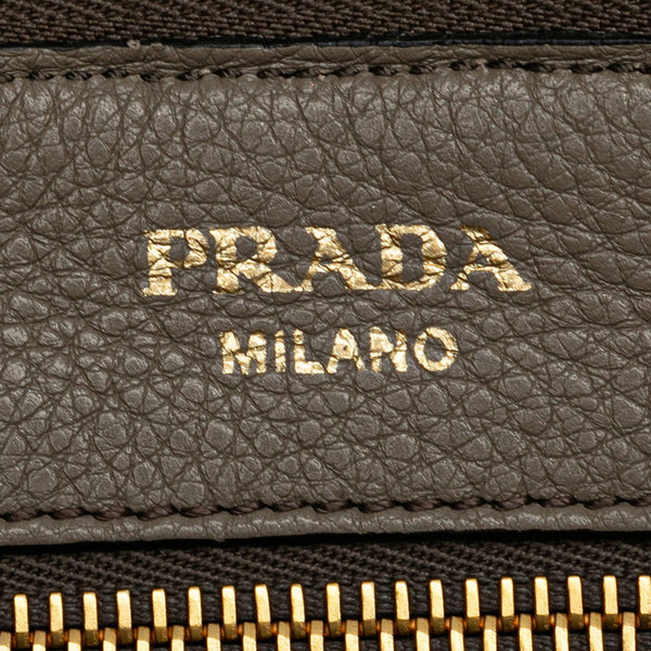 プラダ ロゴ 斜め掛け ショルダーバッグ 1BH050 エトーブ グレージュ レザー レディース PRADA 【中古】
