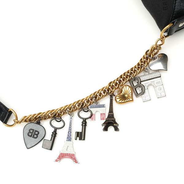 バレンシアガ スーベニアXS ボディバッグ ウエストバッグ 518163 ブラック キャンバス レザー レディース BALENCIAGA 【中古】