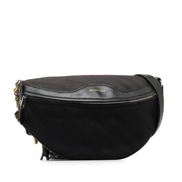 バレンシアガ スーベニアXS ボディバッグ ウエストバッグ 518163 ブラック キャンバス レザー レディース BALENCIAGA 【中古】