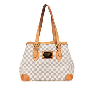 ルイ ヴィトン ダミエ アズール ハムステッドMM ショルダーバッグ トートバッグ N51206 ホワイト PVC レザー レディース LOUIS VUITTON 【中古】