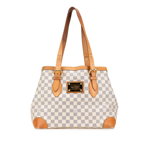 ルイ ヴィトン ダミエ アズール ハムステッドMM ショルダーバッグ トートバッグ N51206 ホワイト PVC レザー レディース LOUIS VUITTON 【中古】