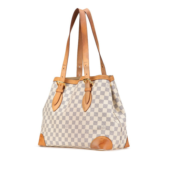 ルイ ヴィトン ダミエ アズール ハムステッドMM ショルダーバッグ トートバッグ N51206 ホワイト PVC レザー レディース LOUIS VUITTON 【中古】