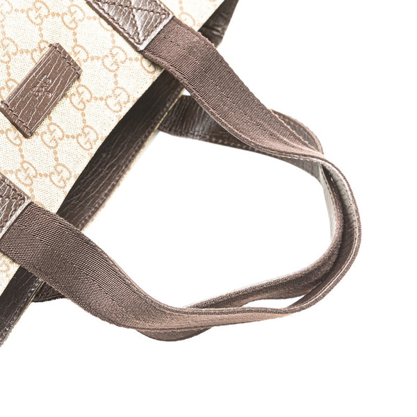 グッチ GGスプリーム ハンドバッグ 141976 ベージュ ブラウン PVC レザー レディース GUCCI 【中古】