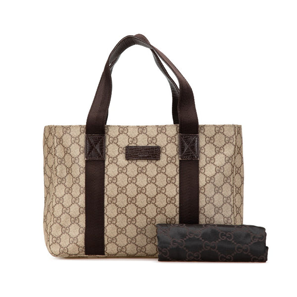 グッチ GGスプリーム ハンドバッグ 141976 ベージュ ブラウン PVC レザー レディース GUCCI 【中古】