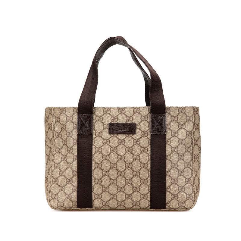 グッチ GGスプリーム ハンドバッグ 141976 ベージュ ブラウン PVC レザー レディース GUCCI 【中古】