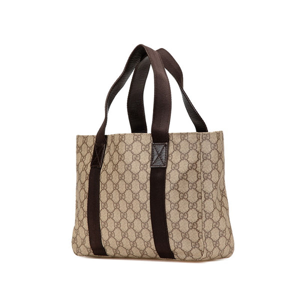 グッチ GGスプリーム ハンドバッグ 141976 ベージュ ブラウン PVC レザー レディース GUCCI 【中古】