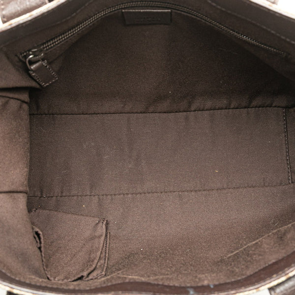 グッチ GGスプリーム ハンドバッグ 141976 ベージュ ブラウン PVC レザー レディース GUCCI 【中古】