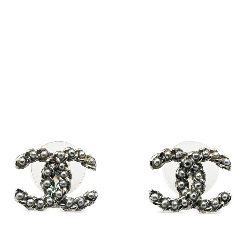 シャネル ココマーク ピアス ブラック メタル レディース CHANEL 【中古】