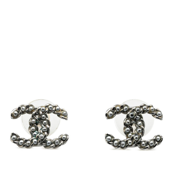 シャネル ココマーク ピアス ブラック メタル レディース CHANEL 【中古】