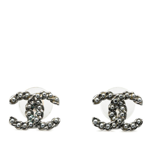 シャネル ココマーク ピアス ブラック メタル レディース CHANEL 【中古】