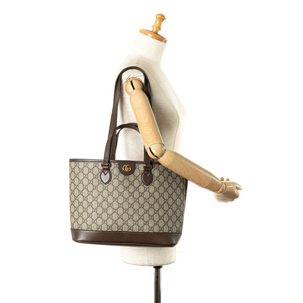 グッチ GGスプリーム トートバッグ ショルダーバッグ 765043 ベージュ ブラウン PVC レザー レディース GUCCI 【中古】