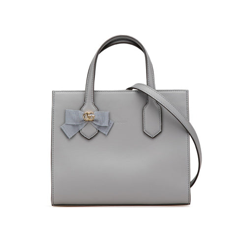 グッチ GGリボン ハンドバッグ ショルダーバッグ 2WAY 443089 グレー レザー レディース GUCCI 【中古】