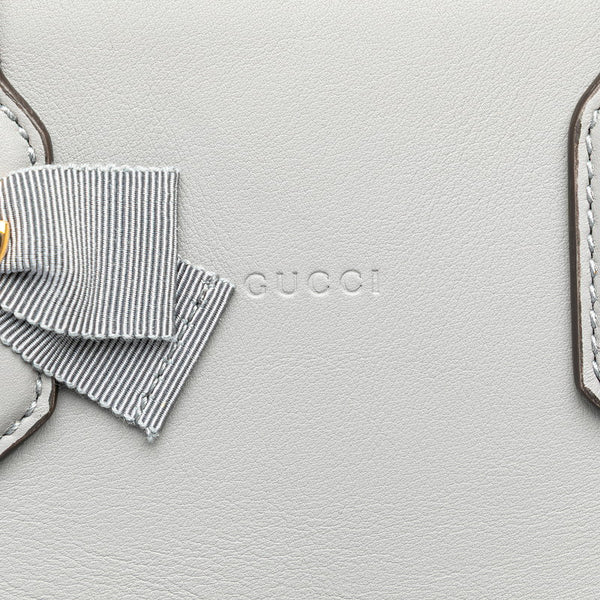 グッチ GGリボン ハンドバッグ ショルダーバッグ 2WAY 443089 グレー レザー レディース GUCCI 【中古】