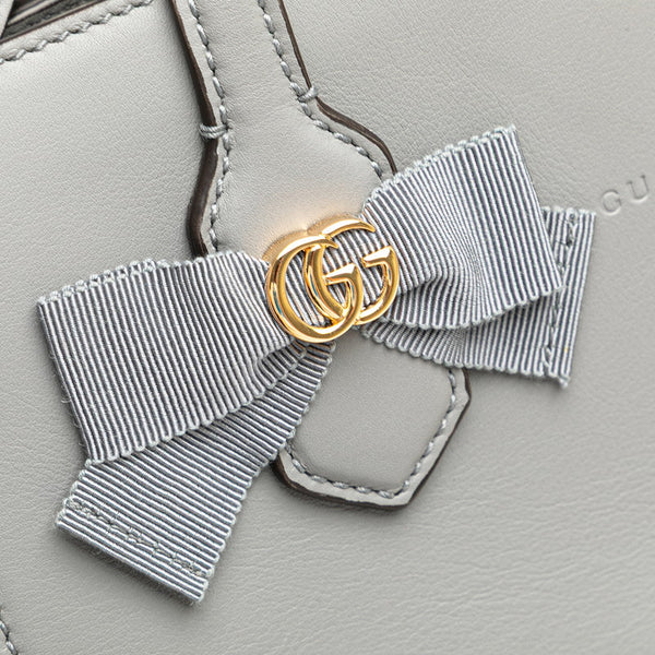 グッチ GGリボン ハンドバッグ ショルダーバッグ 2WAY 443089 グレー レザー レディース GUCCI 【中古】