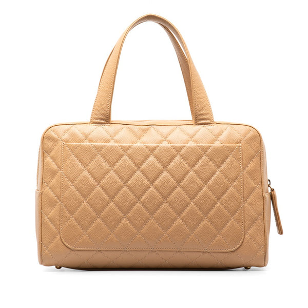 シャネル マトラッセ ココマーク ハンドバッグ ミニボストンバッグ べージュ キャビアスキン レディース CHANEL 【中古】