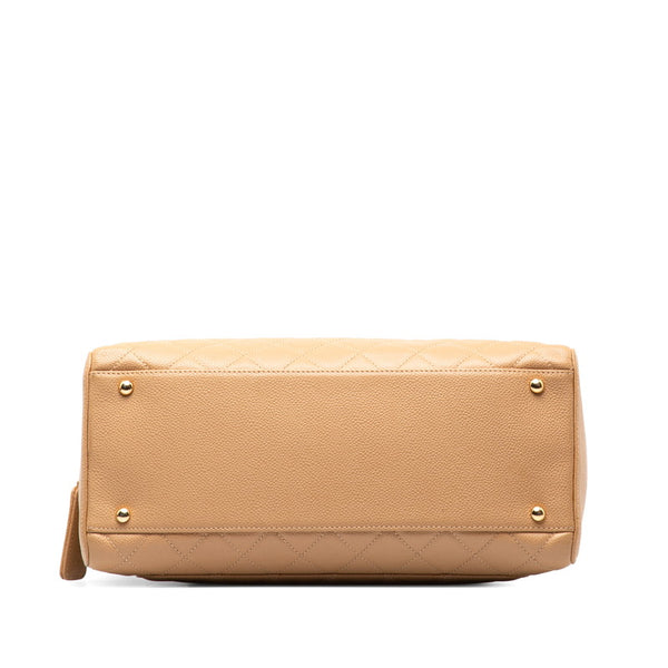 シャネル マトラッセ ココマーク ハンドバッグ ミニボストンバッグ べージュ キャビアスキン レディース CHANEL 【中古】
