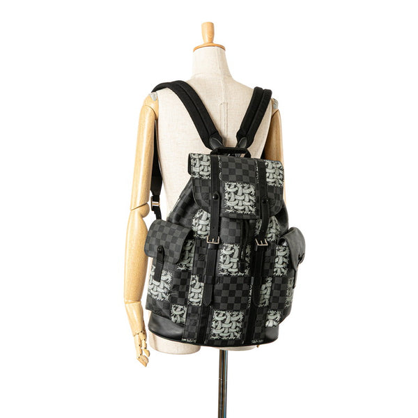 ルイ ヴィトン ダミエ グラフィット ネメス クリストファーPM リュック バックパック N41571 ブラック PVC レザー メンズ LOUIS VUITTON 【中古】