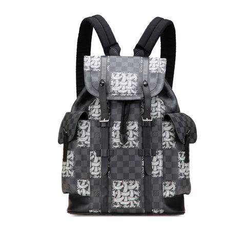 ルイ ヴィトン ダミエ グラフィット ネメス クリストファーPM リュック バックパック N41571 ブラック PVC レザー メンズ LOUIS VUITTON 【中古】
