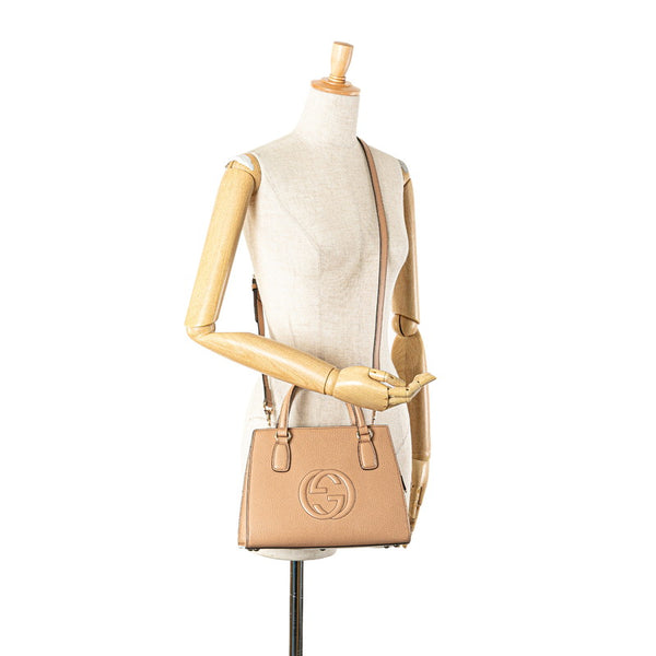 グッチ インターロッキングG ソーホー ハンドバッグ ショルダーバッグ 2WAY 607722 ベージュ レザー レディース GUCCI 【中古】