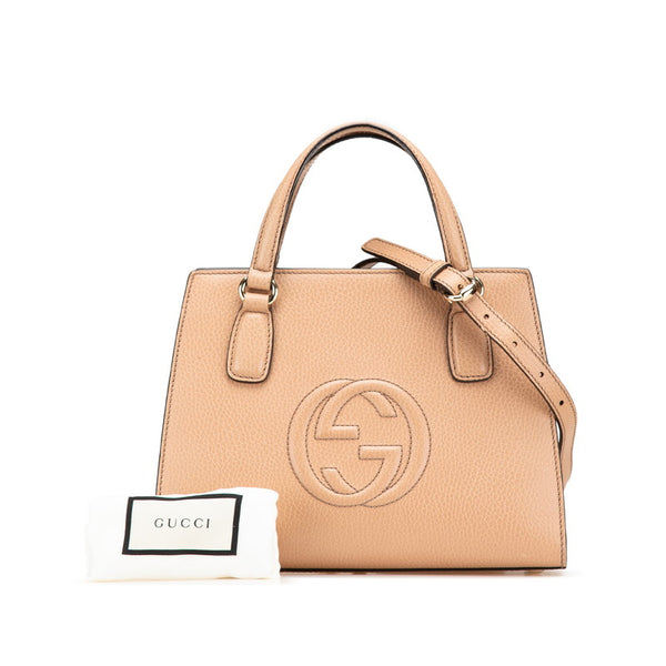 グッチ インターロッキングG ソーホー ハンドバッグ ショルダーバッグ 2WAY 607722 ベージュ レザー レディース GUCCI 【中古】