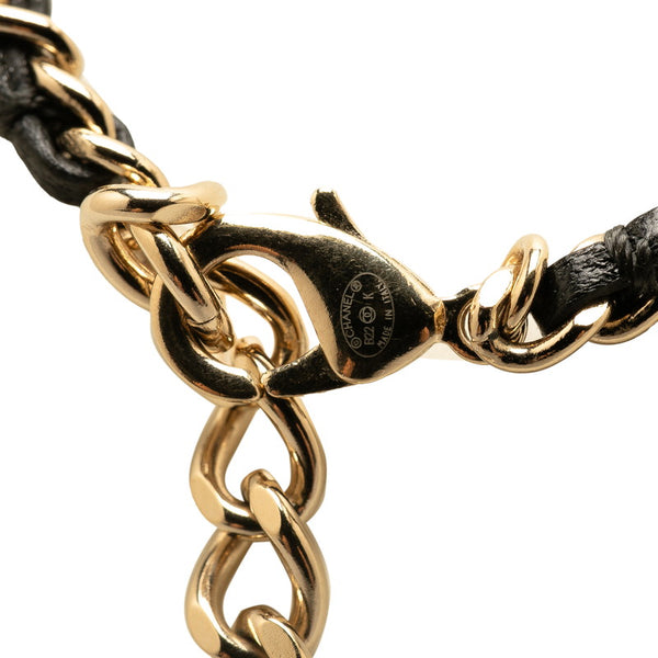 シャネル ココマーク ハート ミラー ロケットペンダント ネックレス ブラック ゴールド ラムスキン レディース CHANEL 【中古】