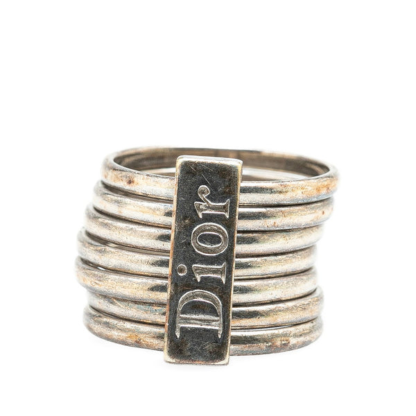 ディオール ロゴプレート 7連 リング 指輪 SV925 シルバー レディース Dior 【中古】