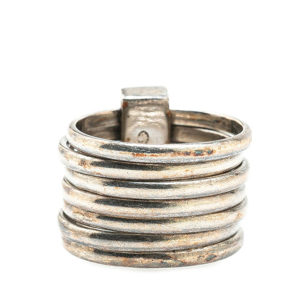 ディオール ロゴプレート 7連 リング 指輪 SV925 シルバー レディース Dior 【中古】