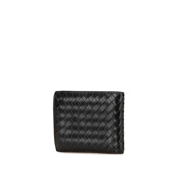 ボッテガヴェネタ イントレチャート 二つ折り財布 コンパクトウォレット ブラック レザー メンズ BOTTEGAVENETA 【中古】