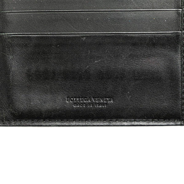 ボッテガヴェネタ イントレチャート 二つ折り財布 コンパクトウォレット ブラック レザー メンズ BOTTEGAVENETA 【中古】