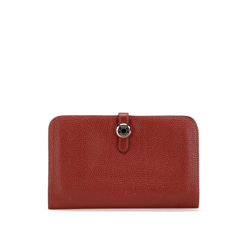 エルメス ドゴンデュオ ドゴンGM 長財布 レッド ブラウン トゴ レディース HERMES 【中古】