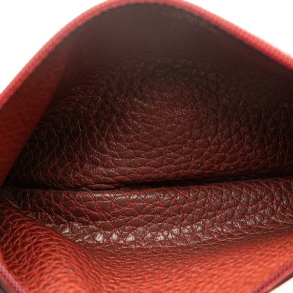 エルメス ドゴンデュオ ドゴンGM 長財布 レッド ブラウン トゴ レディース HERMES 【中古】