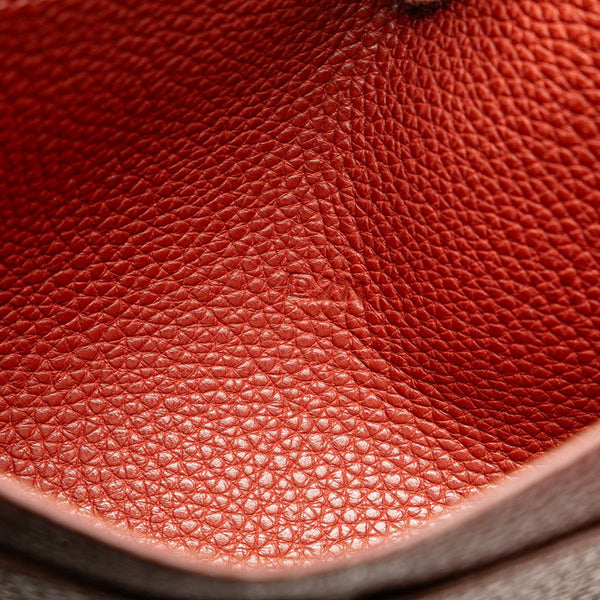 エルメス ドゴンデュオ ドゴンGM 長財布 レッド ブラウン トゴ レディース HERMES 【中古】