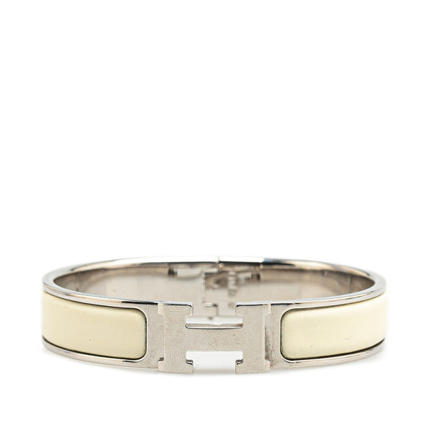 エルメス クリッククラックH PM ブレスレット シルバー ホワイト メタル レディース HERMES 【中古】