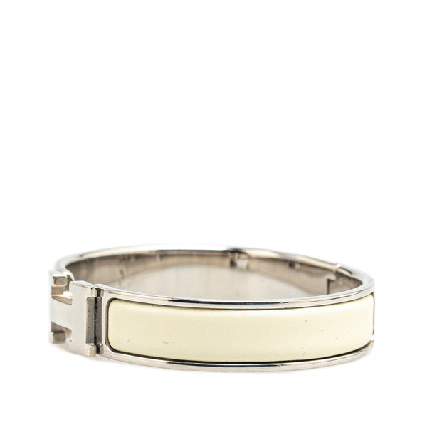 エルメス クリッククラックH PM ブレスレット シルバー ホワイト メタル レディース HERMES 【中古】