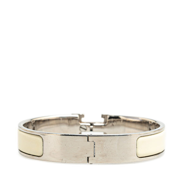 エルメス クリッククラックH PM ブレスレット シルバー ホワイト メタル レディース HERMES 【中古】