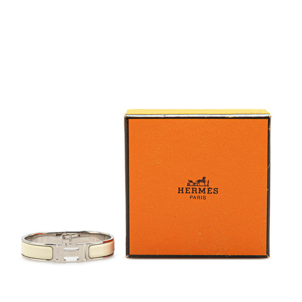 エルメス クリッククラックH PM ブレスレット シルバー ホワイト メタル レディース HERMES 【中古】