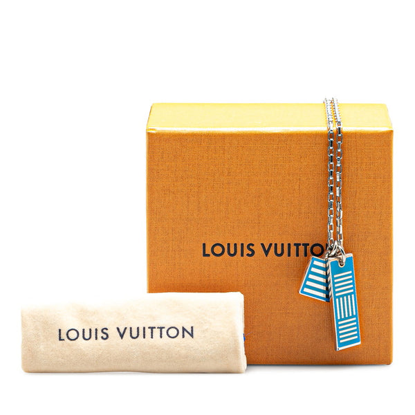 ルイ ヴィトン コリエ ダミエカラーズ ネックレス M62596 ブルー シルバー メタル レディース LOUIS VUITTON 【中古】