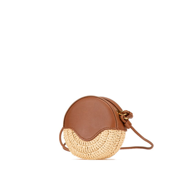 サンローラン カサンドラ 斜め掛け ミニショルダーバッグ ポシェット ベージュ ブラウン ラフィア レザー レディース SAINT LAURENT 【中古】