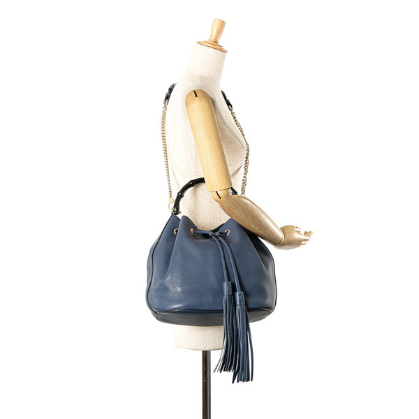 グッチ バンブー ハンドバッグ ショルダーバッグ 2WAY 387613 ブルー レザー レディース GUCCI 【中古】