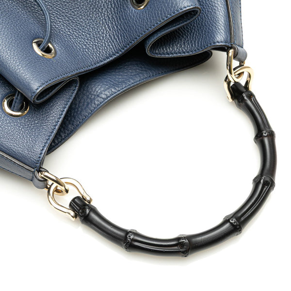 グッチ バンブー ハンドバッグ ショルダーバッグ 2WAY 387613 ブルー レザー レディース GUCCI 【中古】