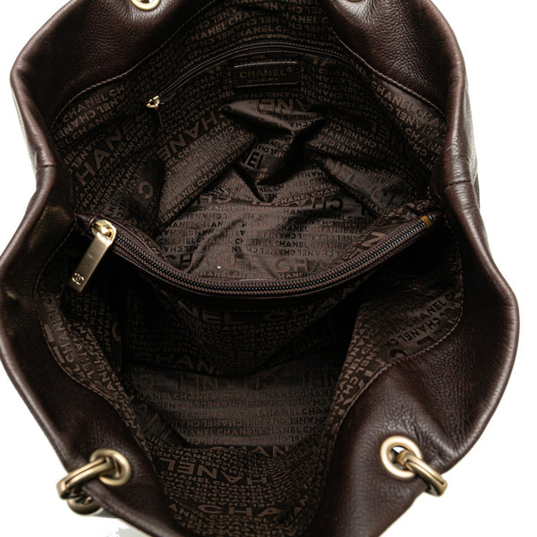 シャネル ココマーク トートバッグ ブラウン キャビアスキン レディース CHANEL 【中古】