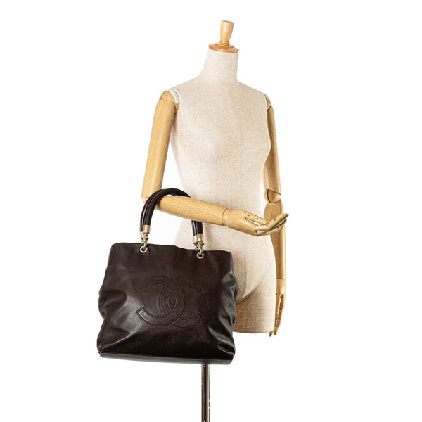 シャネル ココマーク トートバッグ ブラウン キャビアスキン レディース CHANEL 【中古】