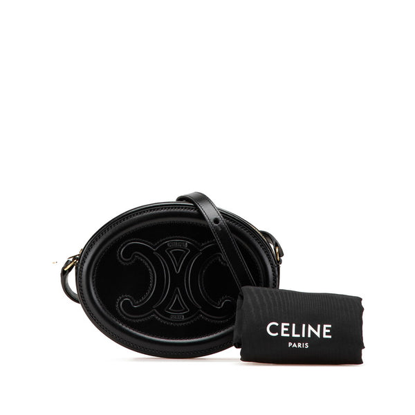 セリーヌ トリオンフ ショルダーバッグ ブラック レザー レディース CELINE 【中古】