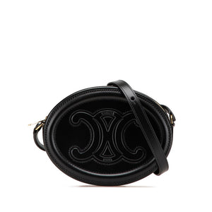 セリーヌ トリオンフ ショルダーバッグ ブラック レザー レディース CELINE 【中古】