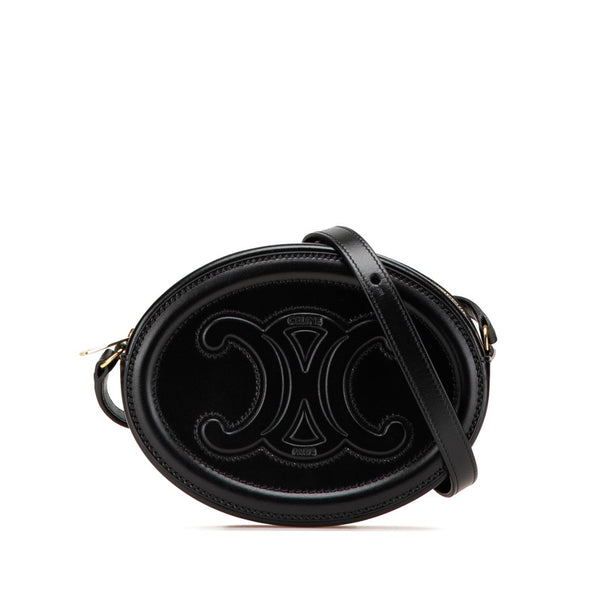 セリーヌ トリオンフ ショルダーバッグ ブラック レザー レディース CELINE 【中古】
