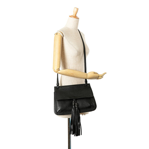 グッチ タッセル 斜め掛け ショルダーバッグ  370826 ブラック レザー レディース GUCCI 【中古】