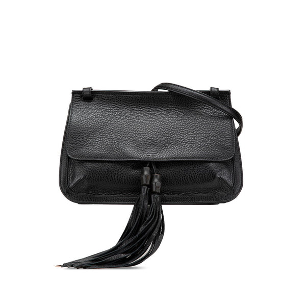 グッチ タッセル 斜め掛け ショルダーバッグ  370826 ブラック レザー レディース GUCCI 【中古】