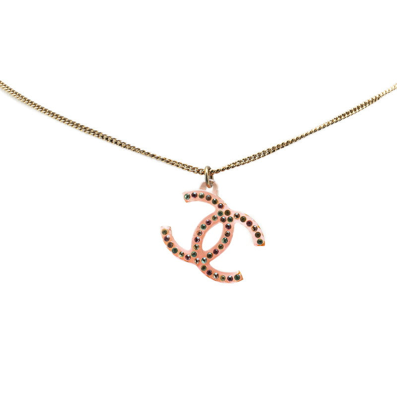 シャネル ココマーク ネックレス ピンク プラスチック ラインストーン レディース CHANEL 【中古】
