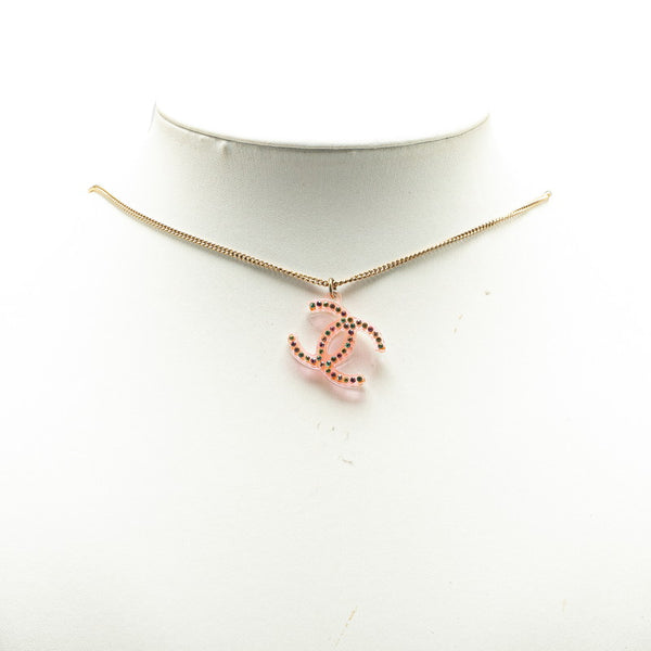 シャネル ココマーク ネックレス ピンク プラスチック ラインストーン レディース CHANEL 【中古】