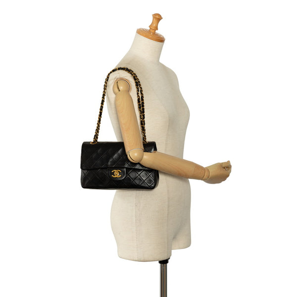シャネル マトラッセ23 ココマーク Wフラップ チェーン ショルダーバッグ ブラック ラムスキン レディース CHANEL 【中古】